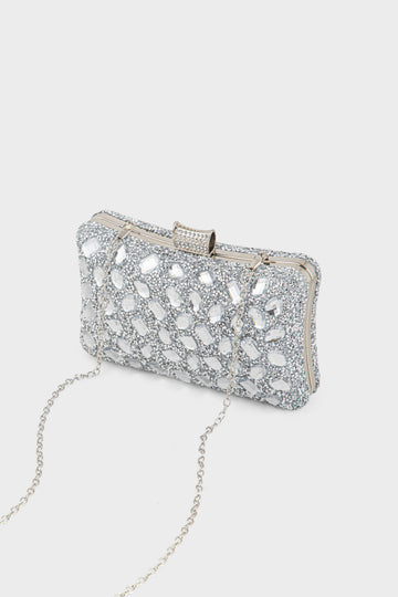 Party Wear Clutch BK4132-Silver